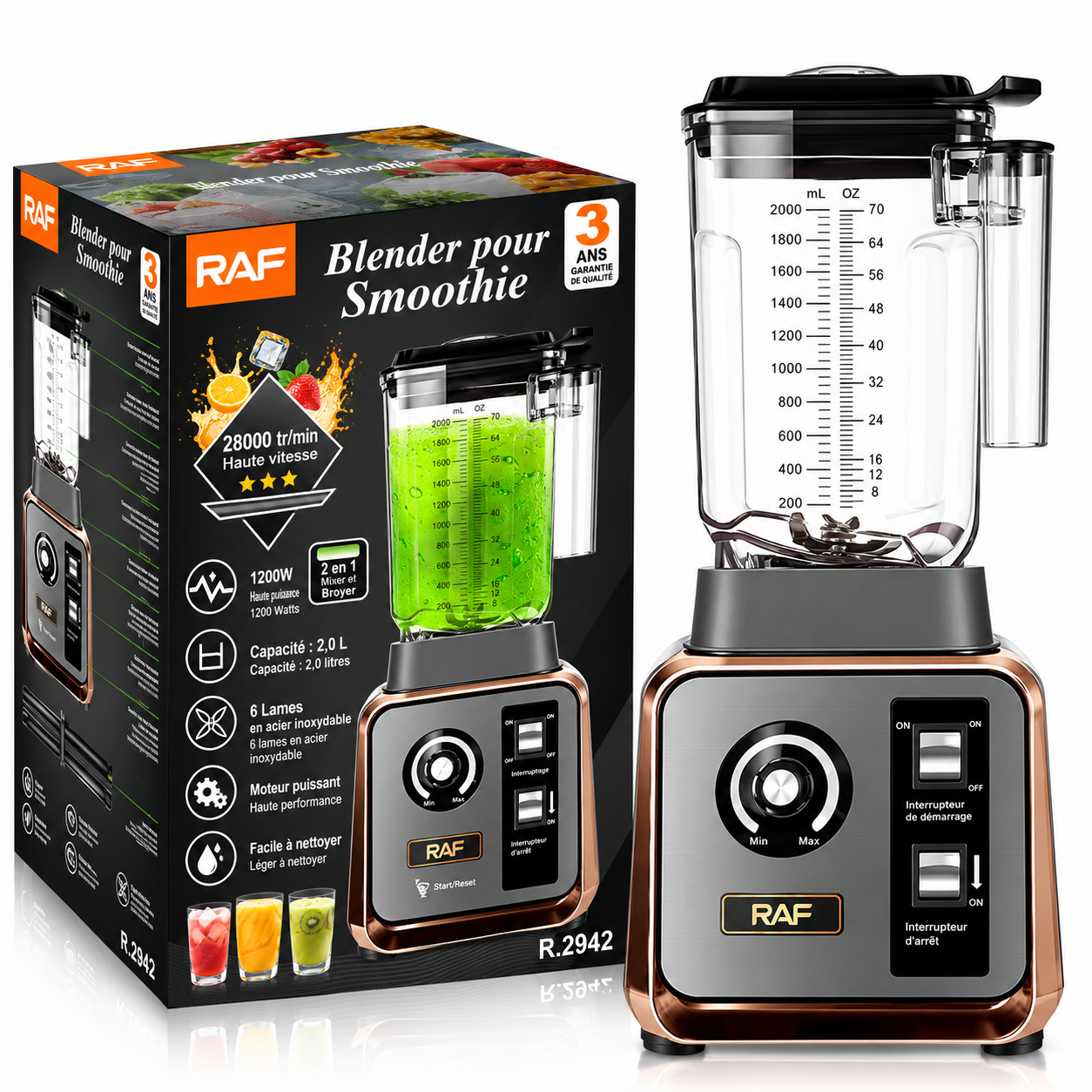 Blender pour smoothies RAF R.2942 — 2 L — photo 2