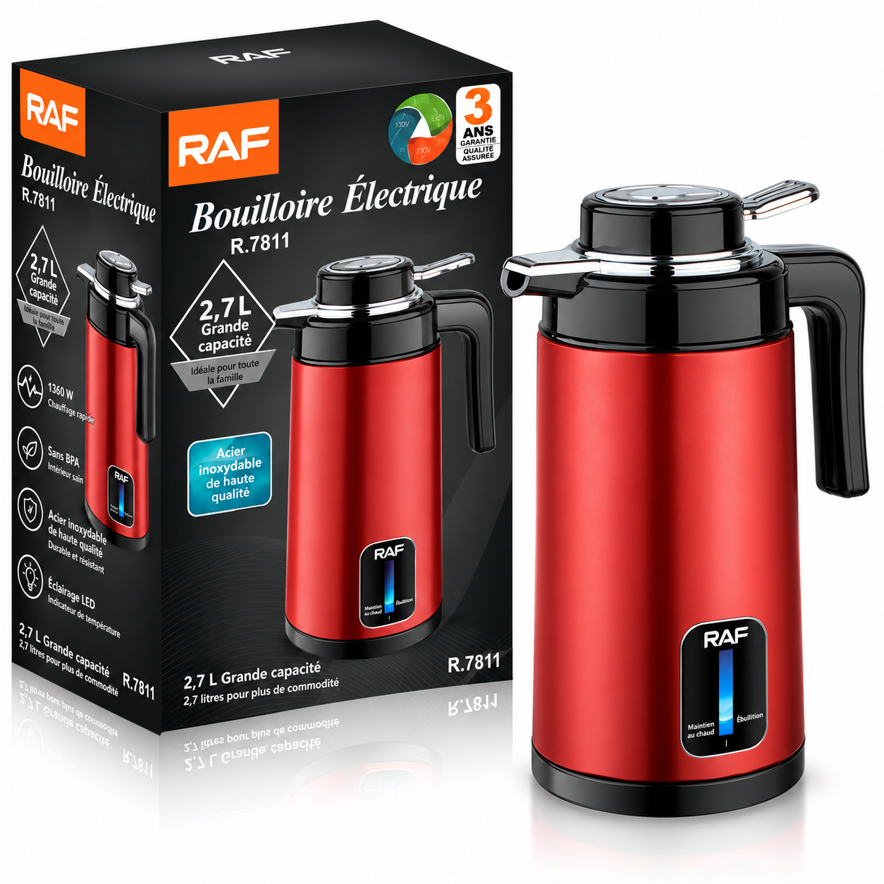 Bouilloire électrique RAF R.7811 — 2,7 L — vue 2