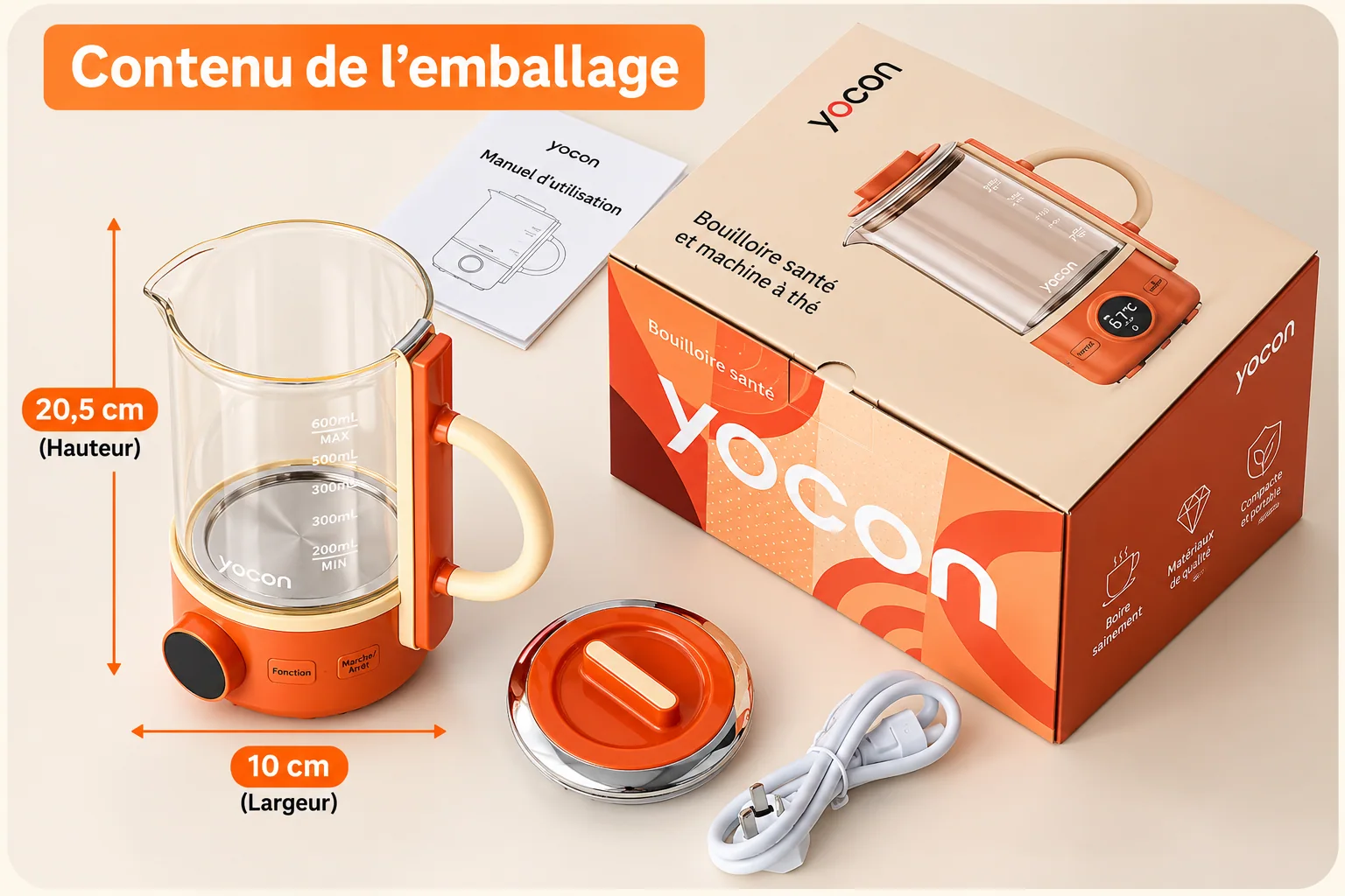 Contenu présenté et dimensions annoncées
