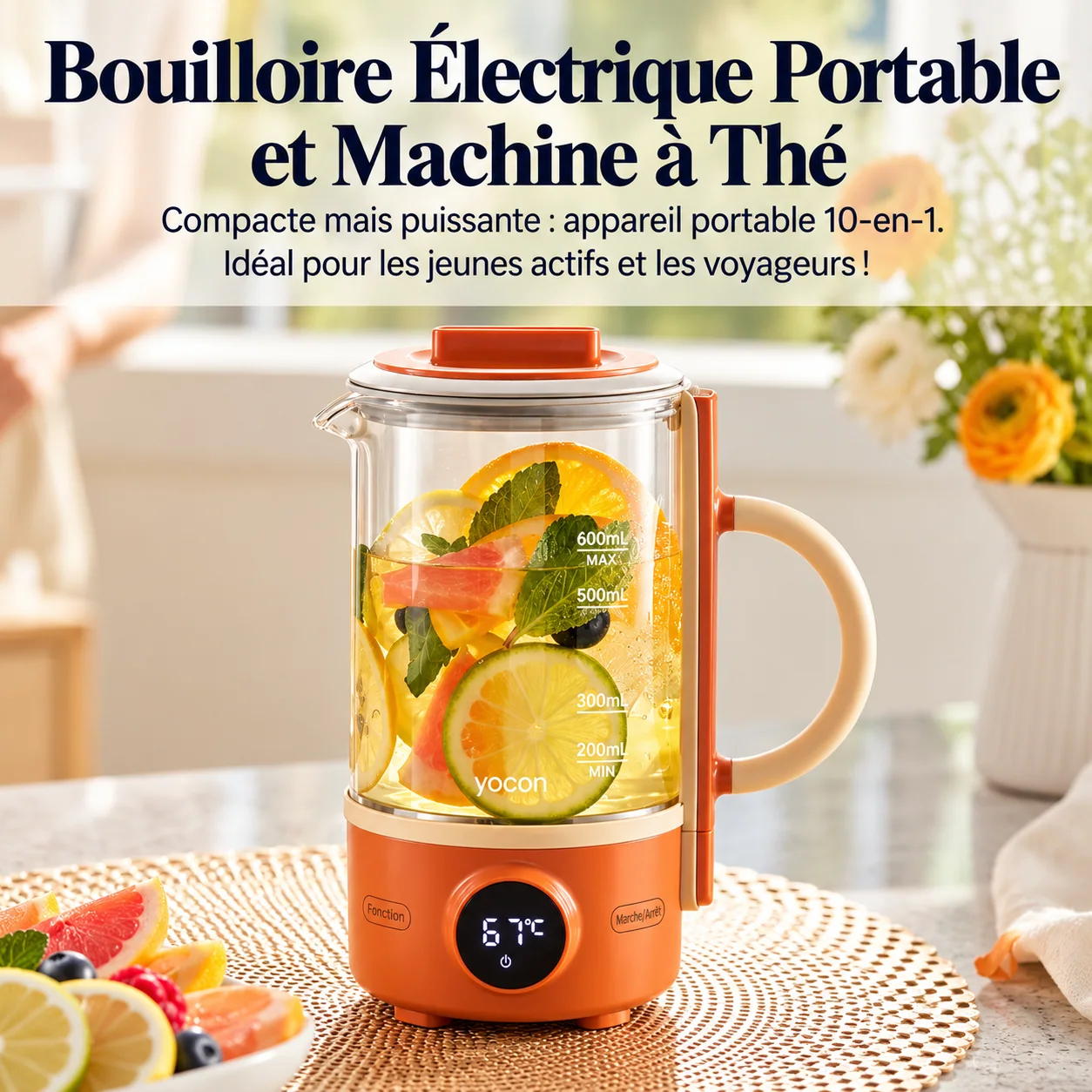 Yocon — bouilloire électrique et machine à thé 600 ml