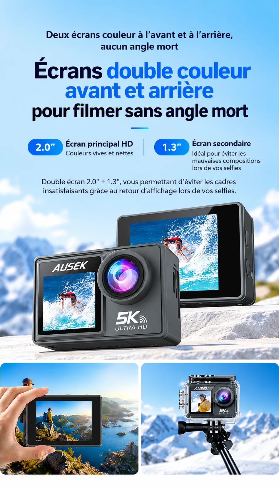 Deux écrans couleur avant et arrière