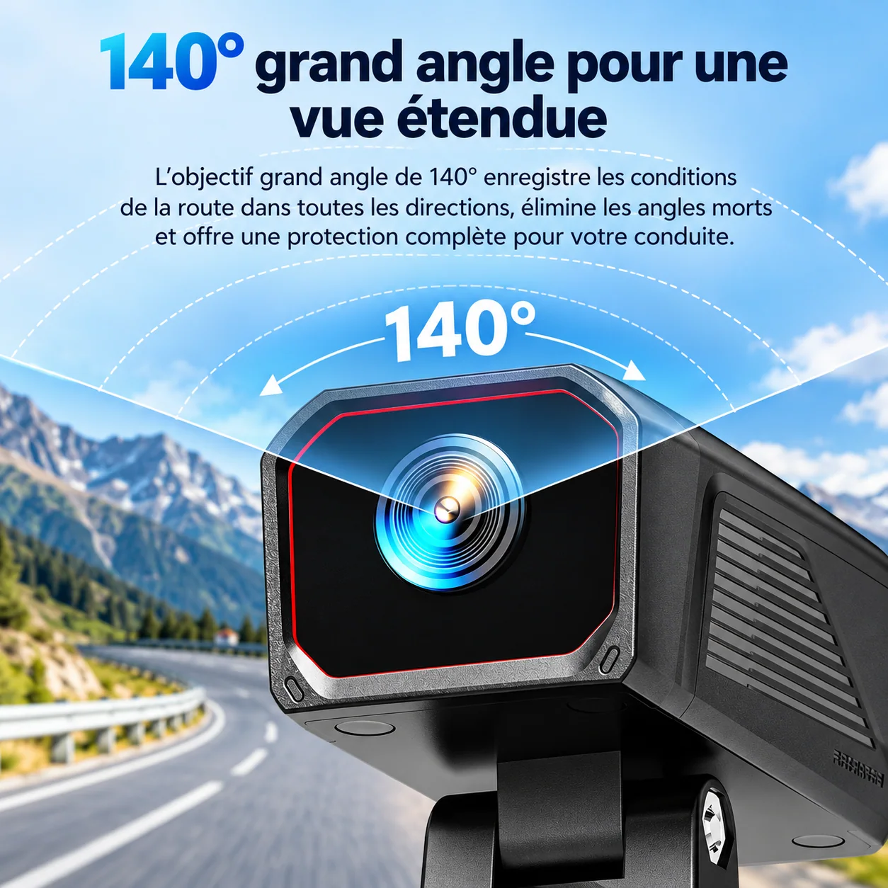Angle de vue de 140° annoncé