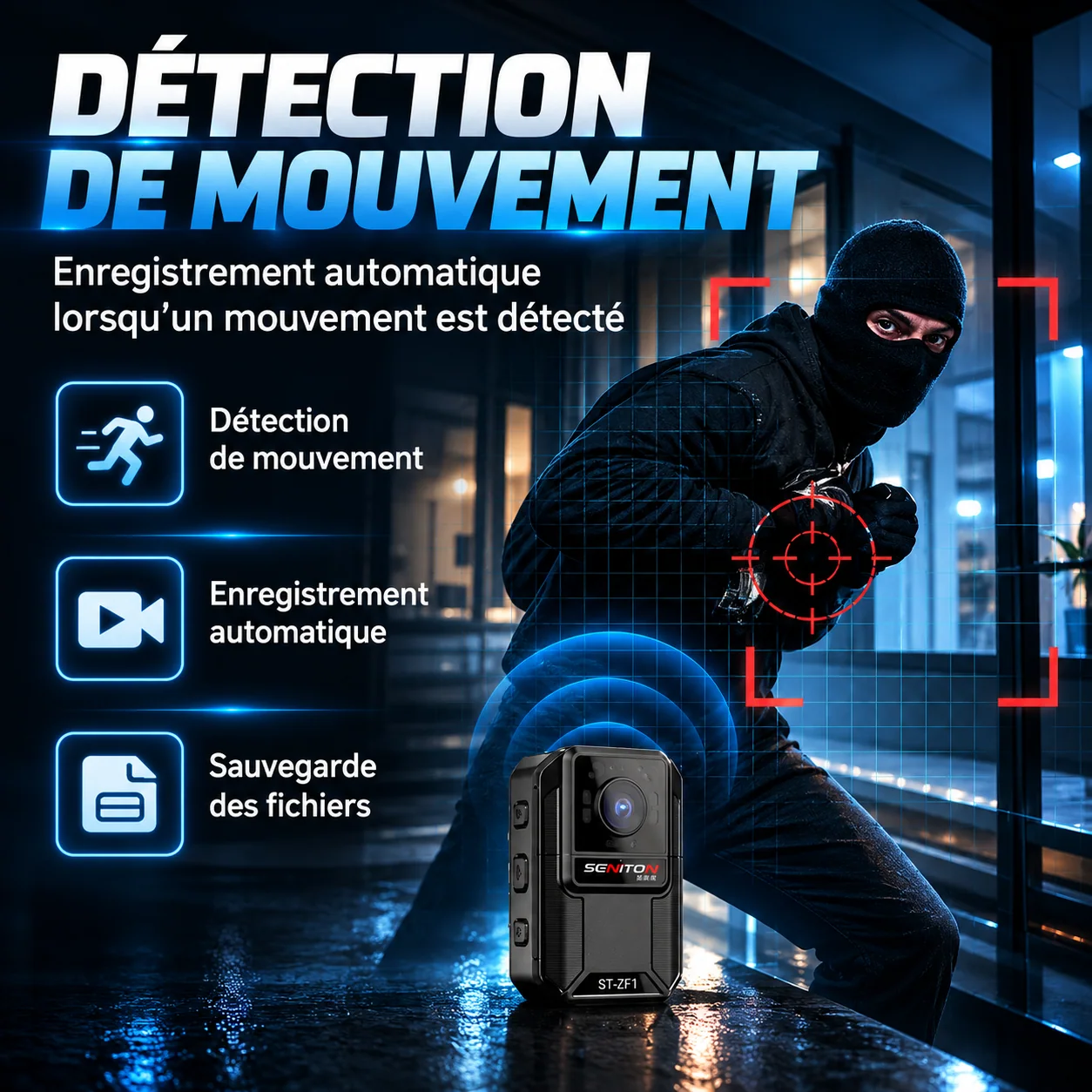 Détection de mouvement et enregistrement annoncés