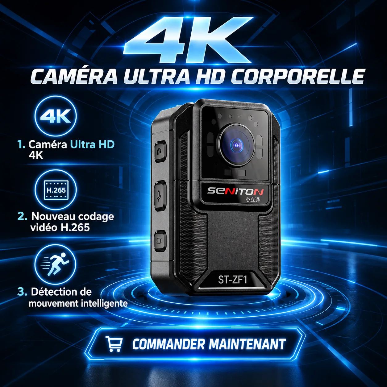 Caméra corporelle SENITON ST-ZF1 4K