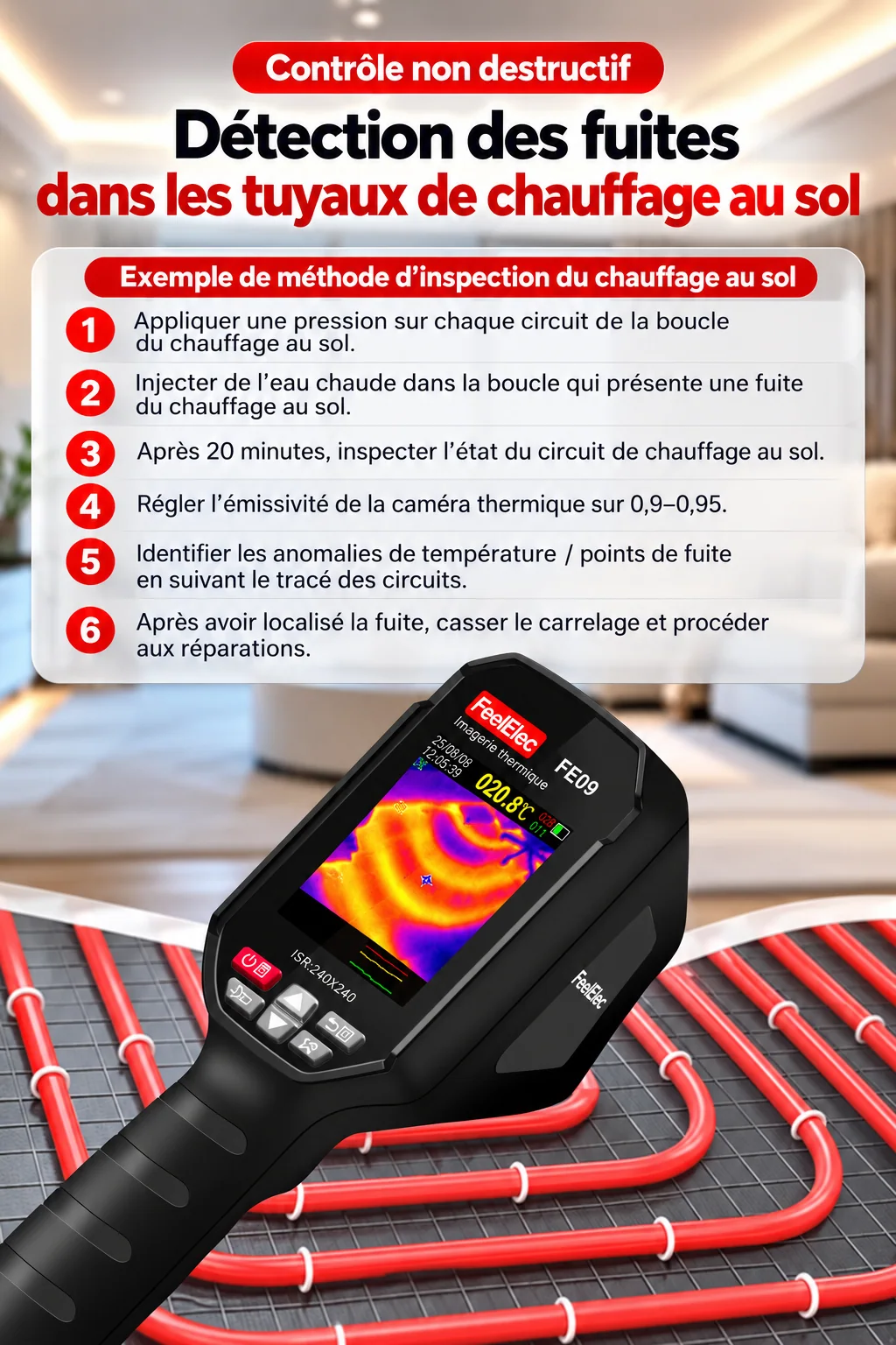 Illustration fournisseur du chauffage au sol ; diagnostic professionnel nécessaire