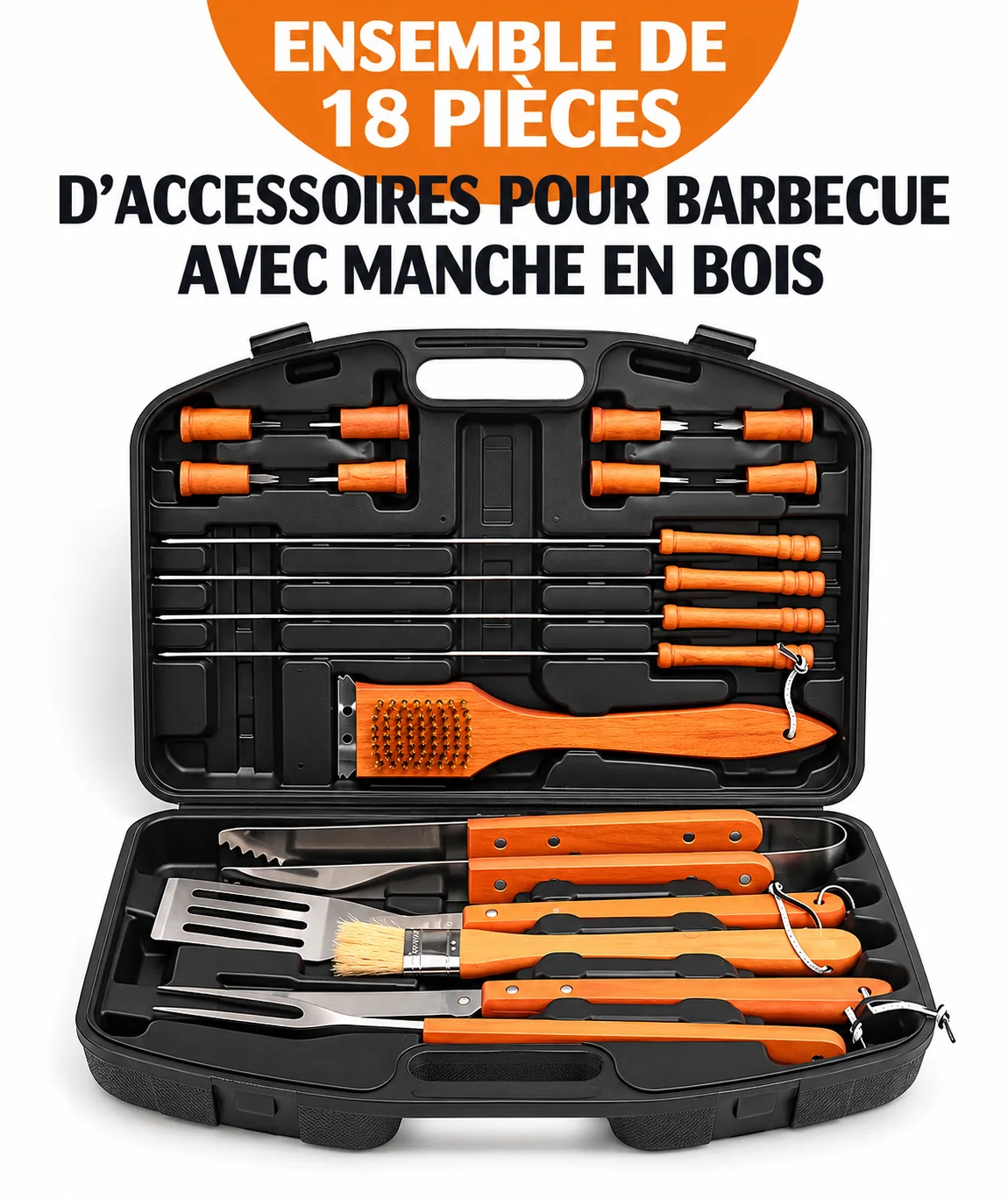 Rangement des accessoires à manches en bois