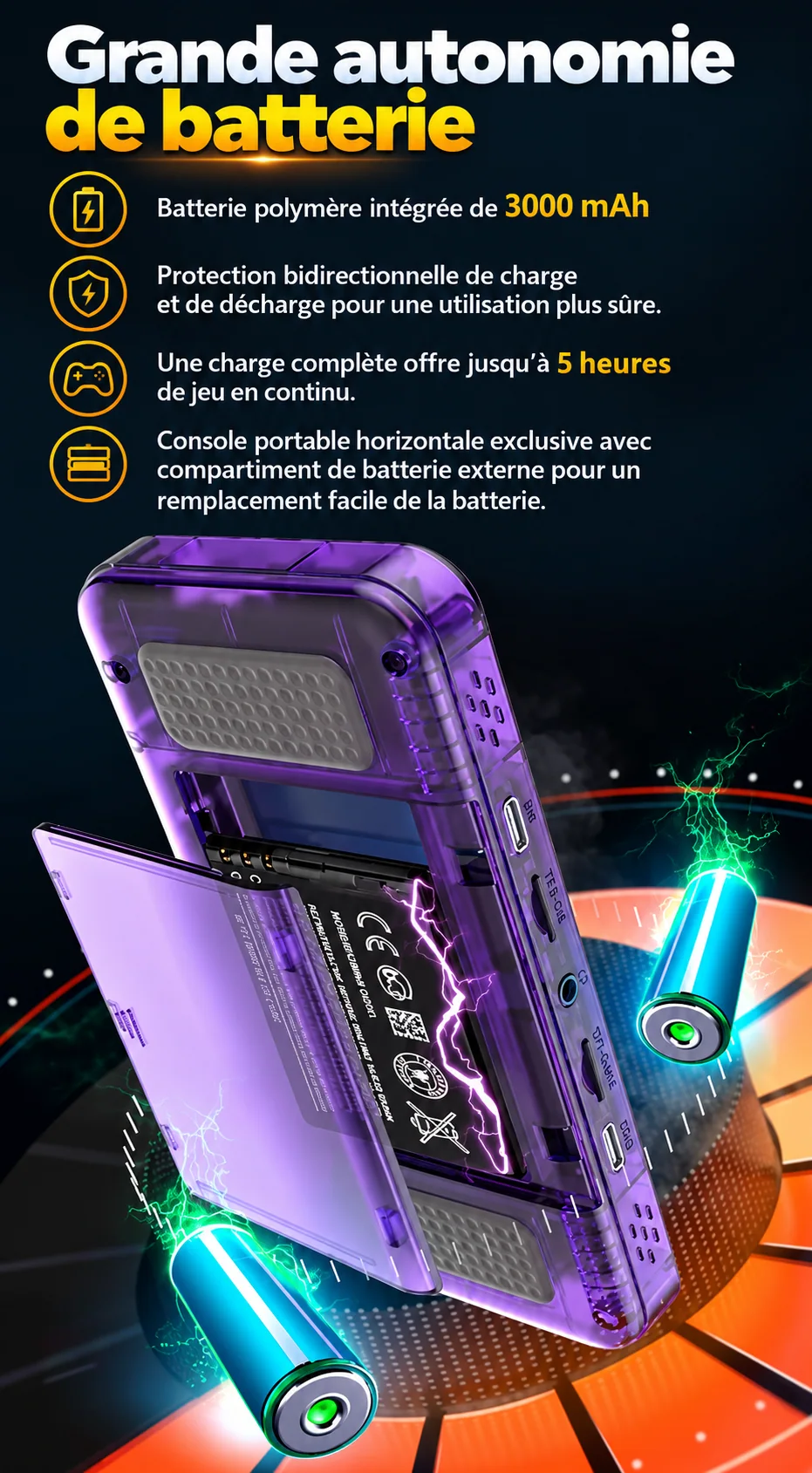 Batterie de 3000 mAh et autonomie annoncée