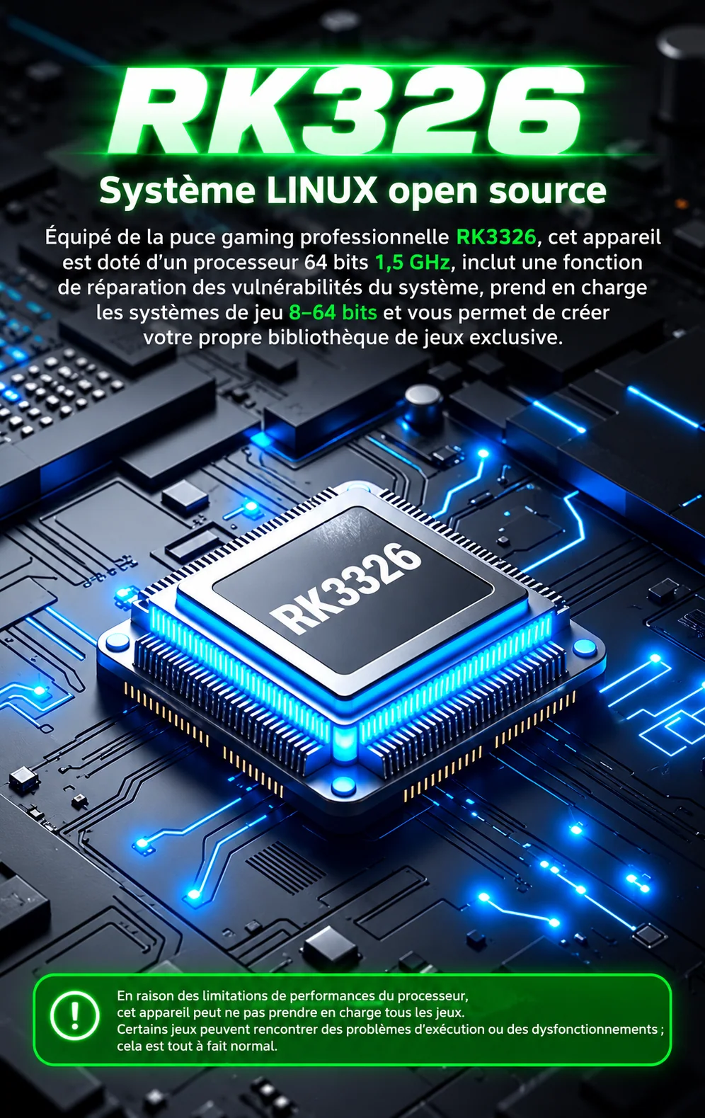 Processeur RK3326 et limites de compatibilité