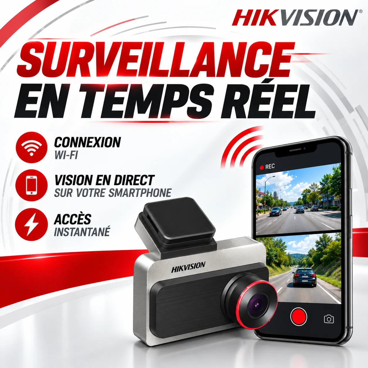 Caméra de bord HIKVISION Wi-Fi pour voiture