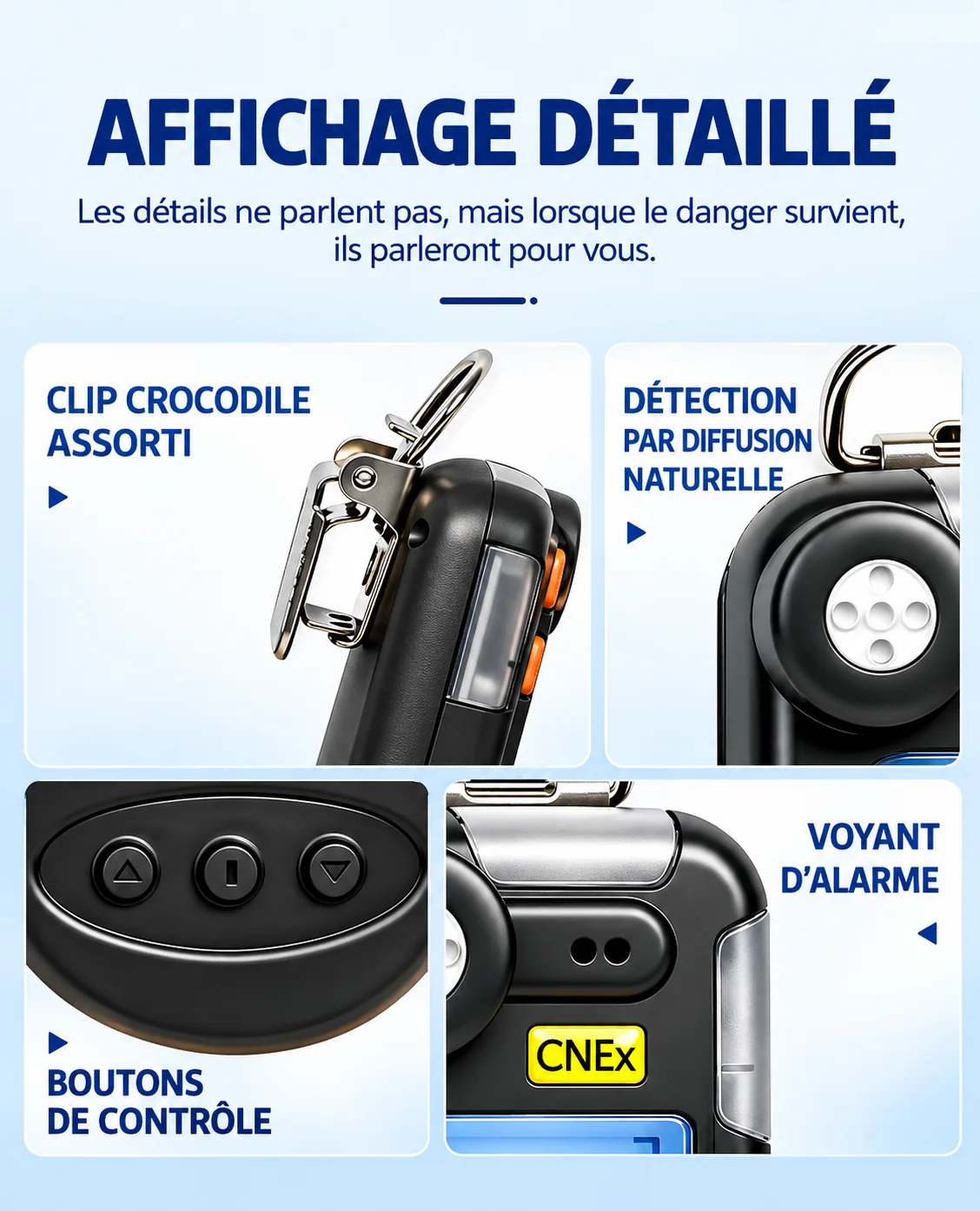 Clip, boutons et diffusion naturelle illustrés