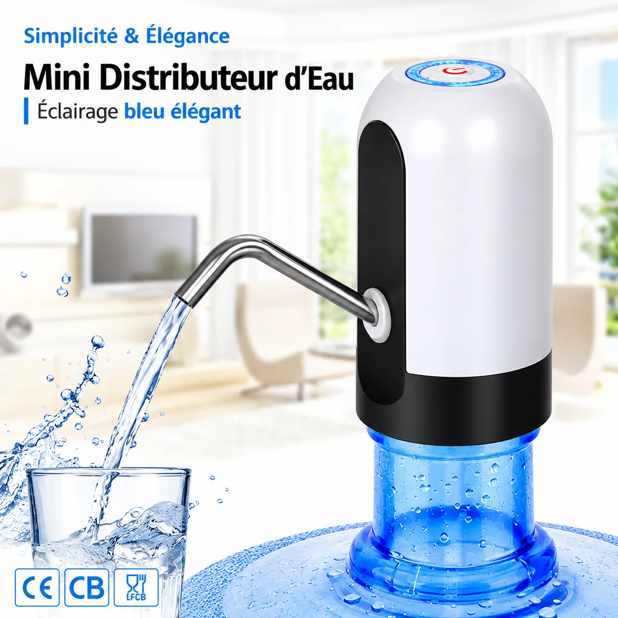 Distribution d’eau sur une bonbonne compatible
