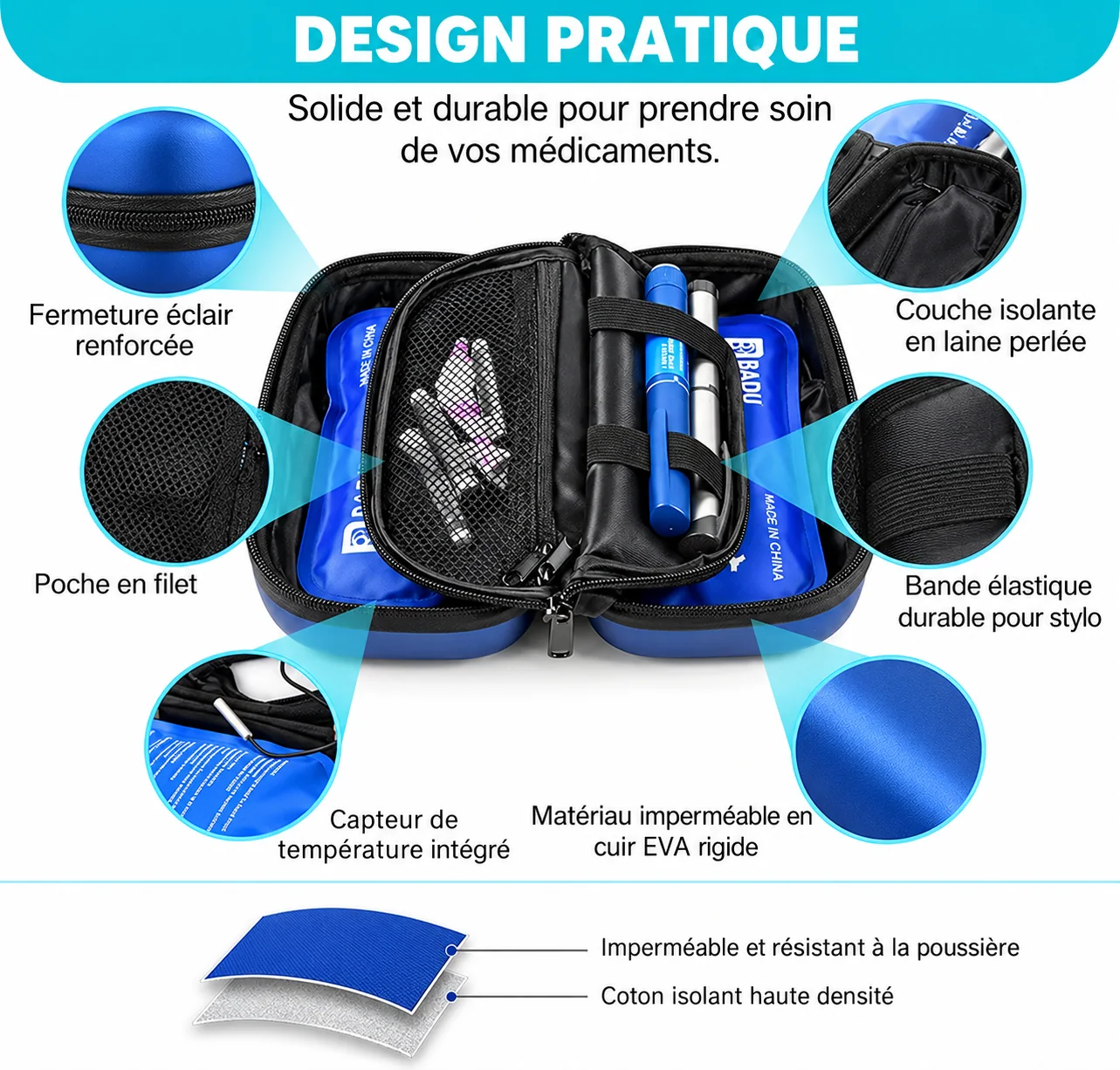 Organisation intérieure et détails de la trousse