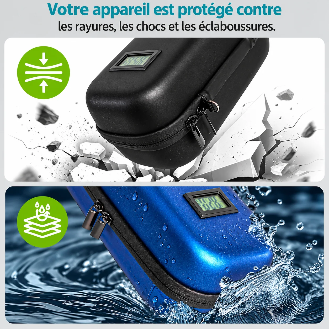 Visuel fournisseur présentant les coloris noir et bleu ; seul le noir est disponible