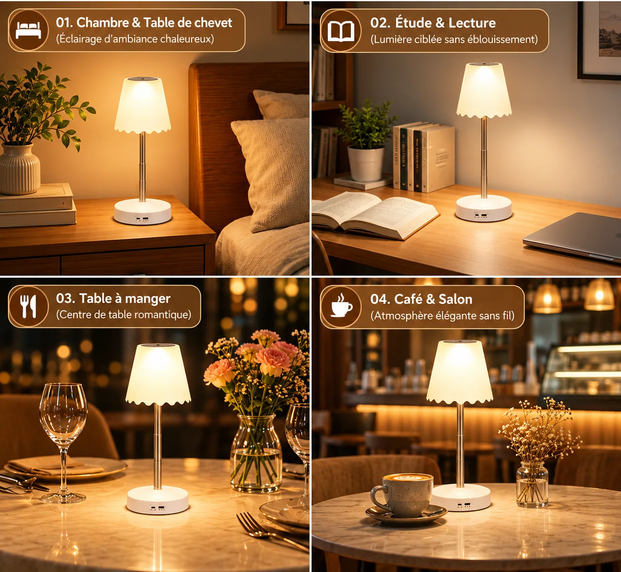 Exemples d’utilisation au bureau et au chevet
