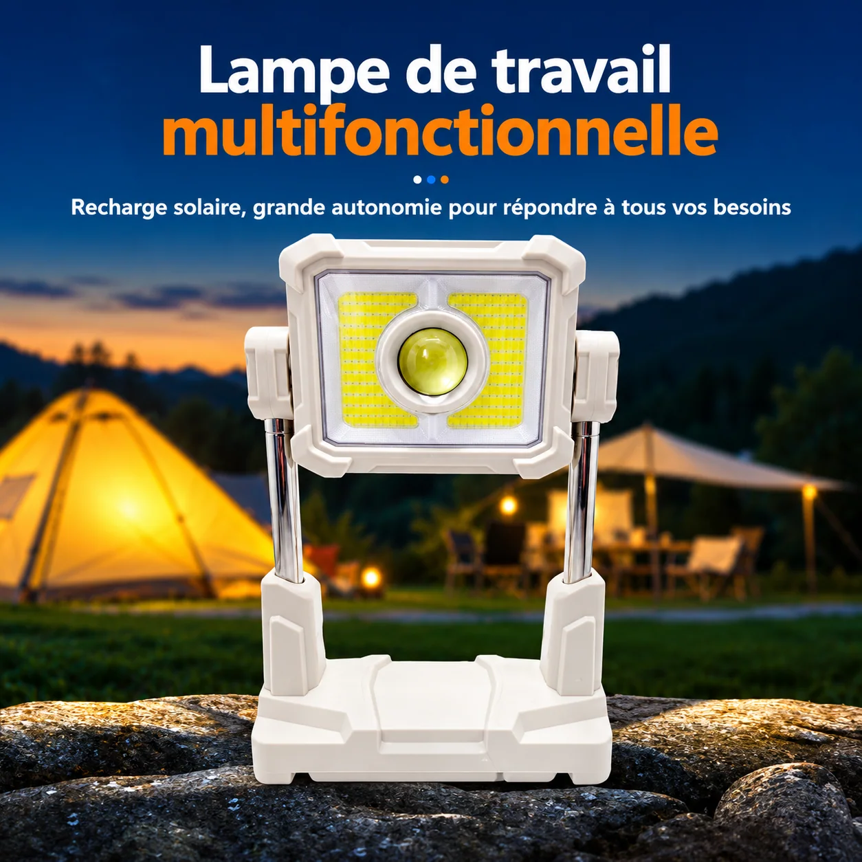 Présentation de la lampe en camping