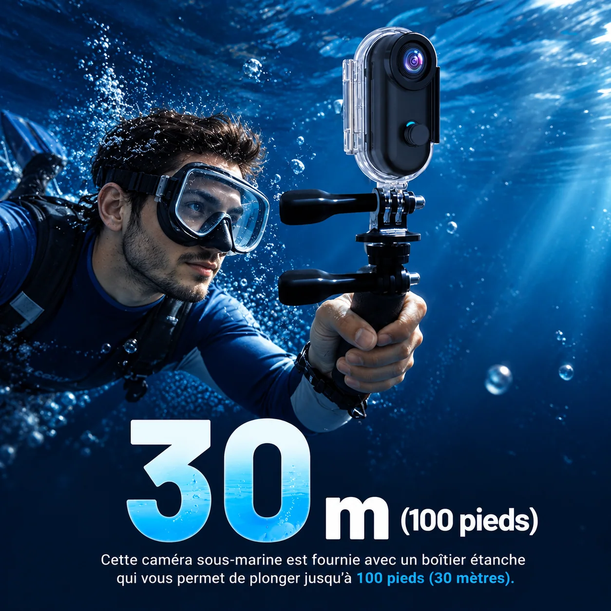 Utilisation aquatique annoncée avec boîtier étanche