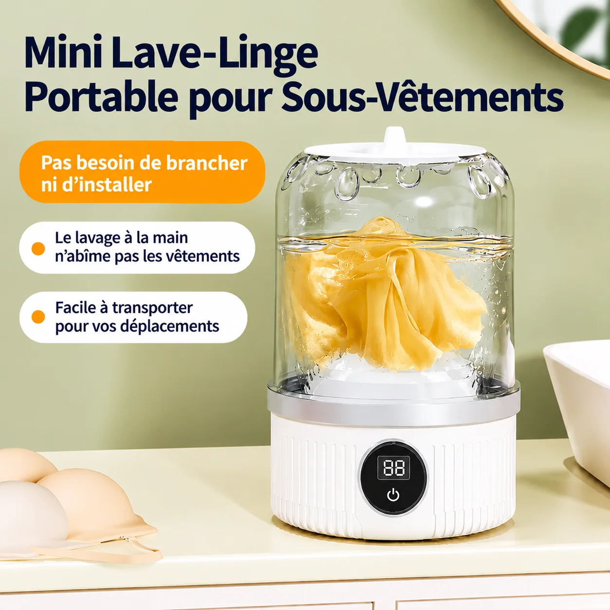 Mini lave-linge portable pour petits textiles