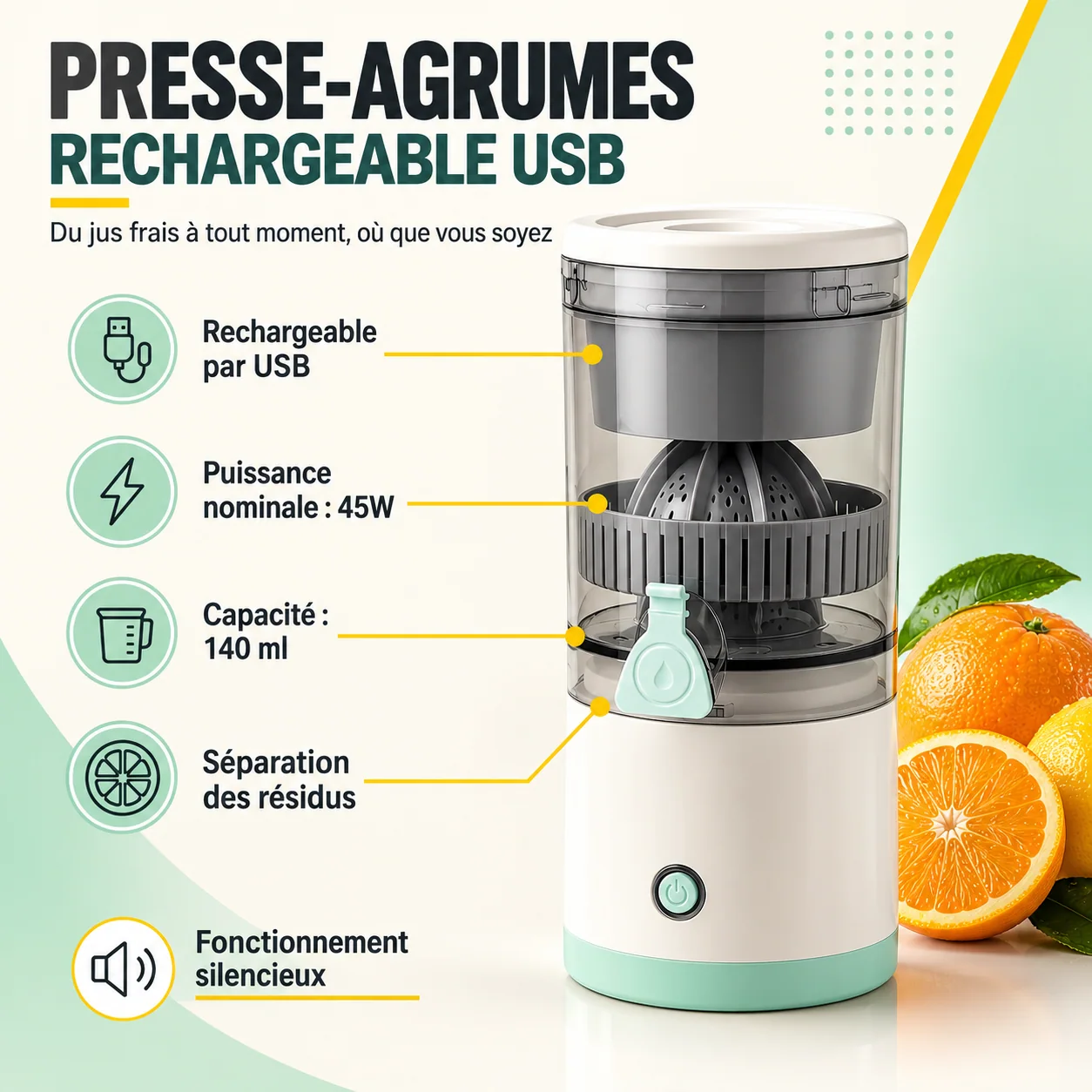 Caractéristiques du presse-agrumes