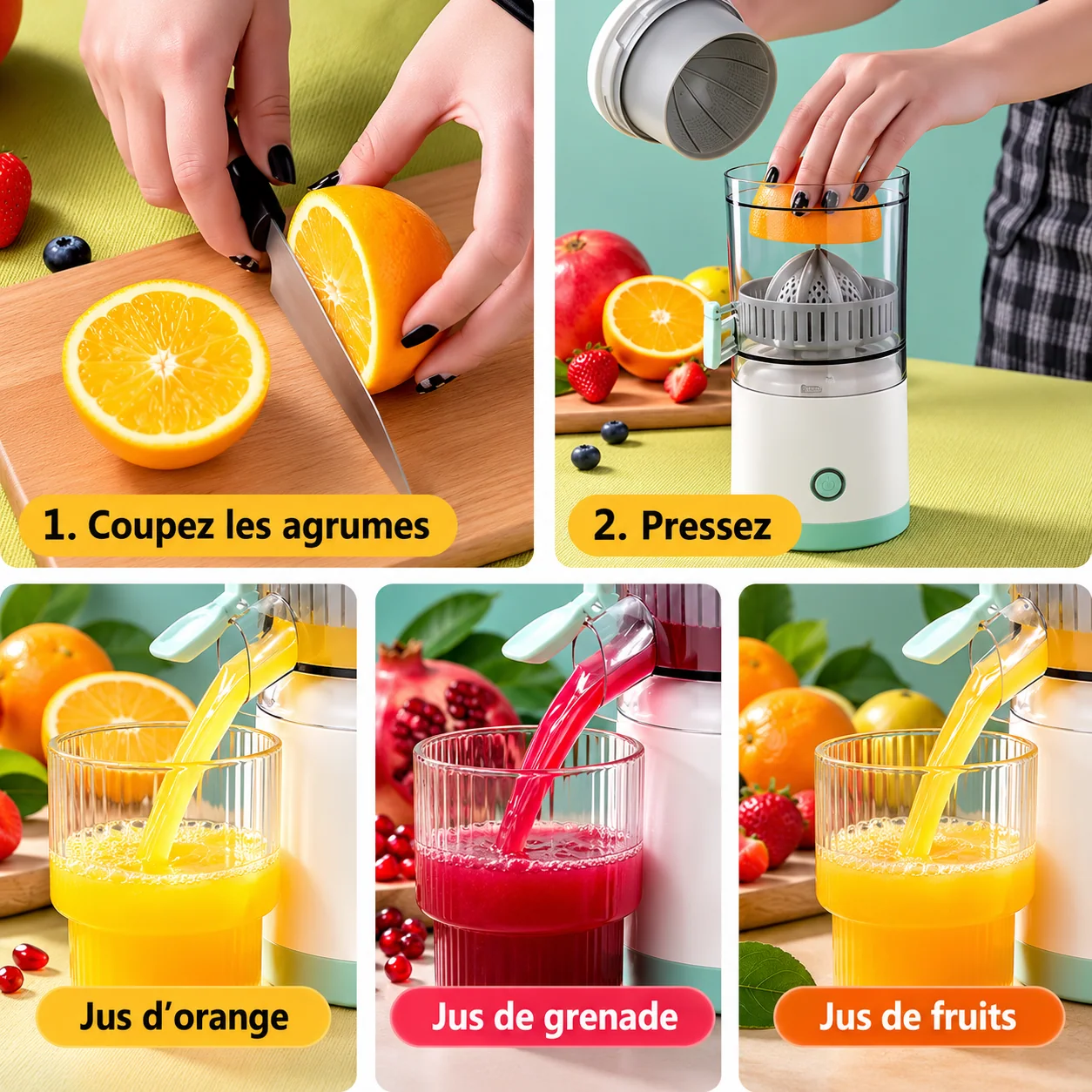 Exemples d’utilisation du presse-agrumes