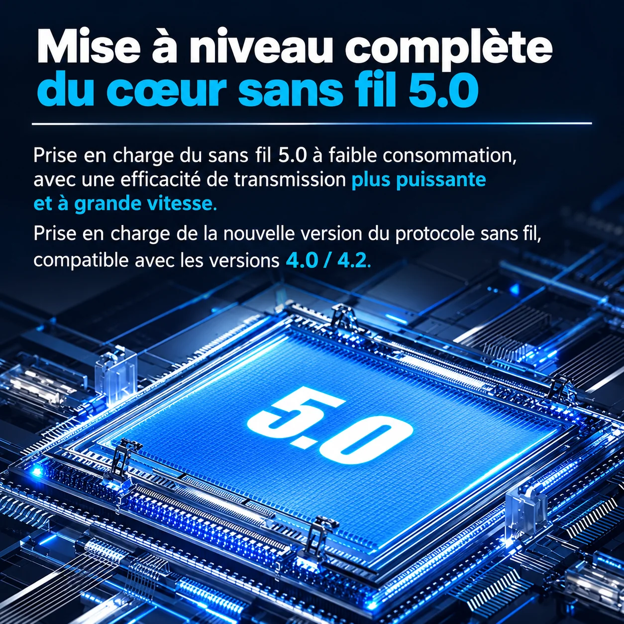 Bluetooth 5.0 et compatibilité annoncés