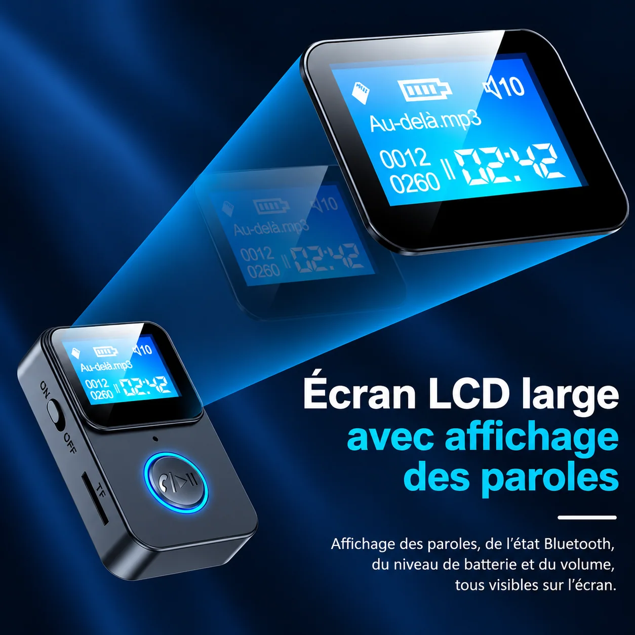 Informations et paroles sur écran annoncées