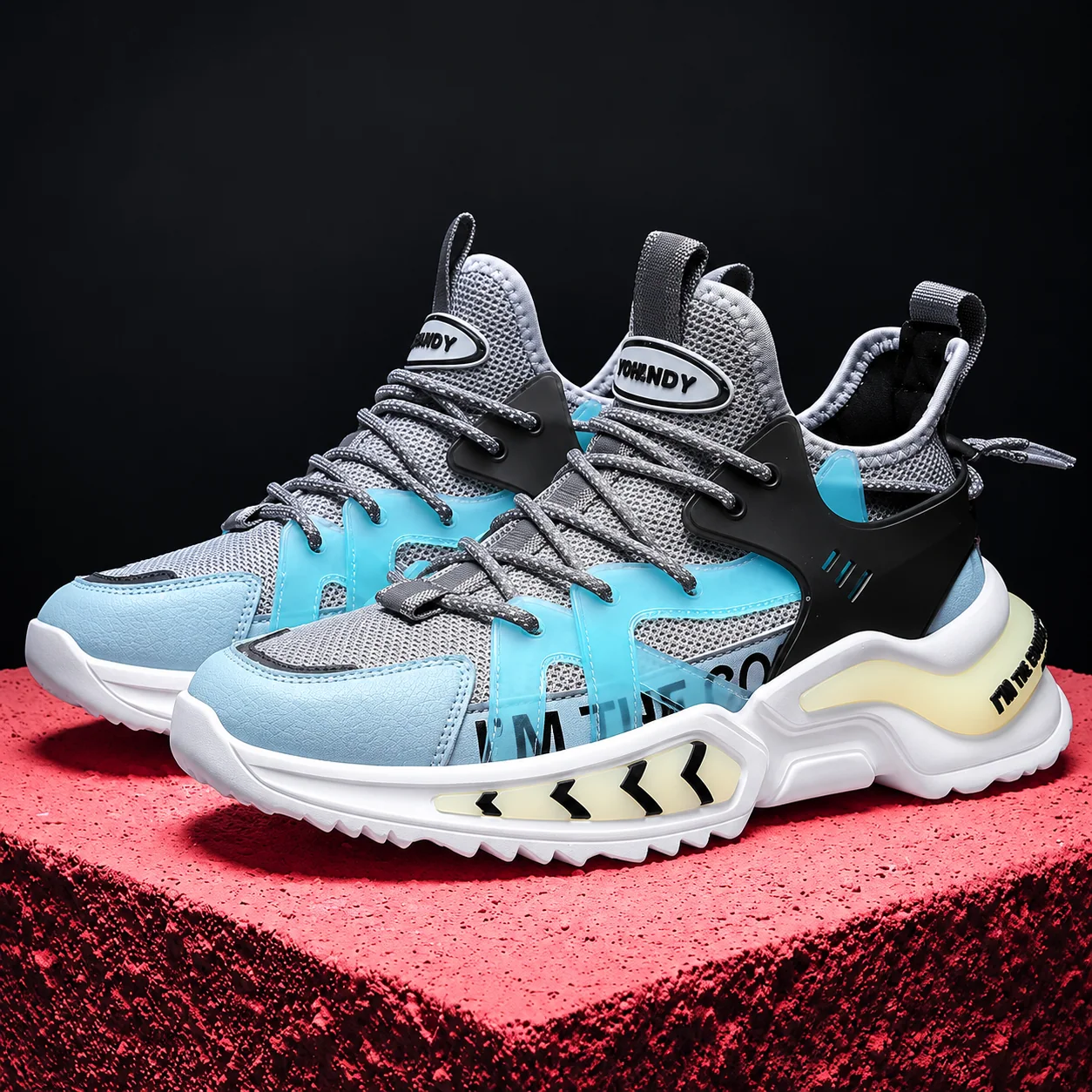 Paire de sneakers bleu ciel et grises