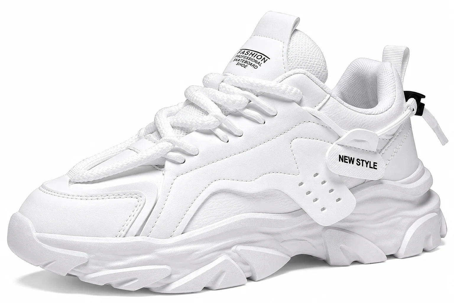 Sneakers blanches New Style — semelle épaisse sculptée