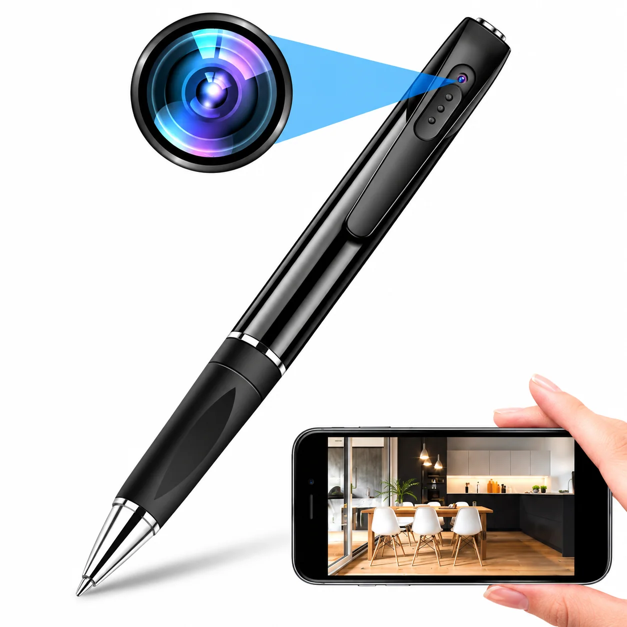 Stylo caméra Wi-Fi 1080p rechargeable