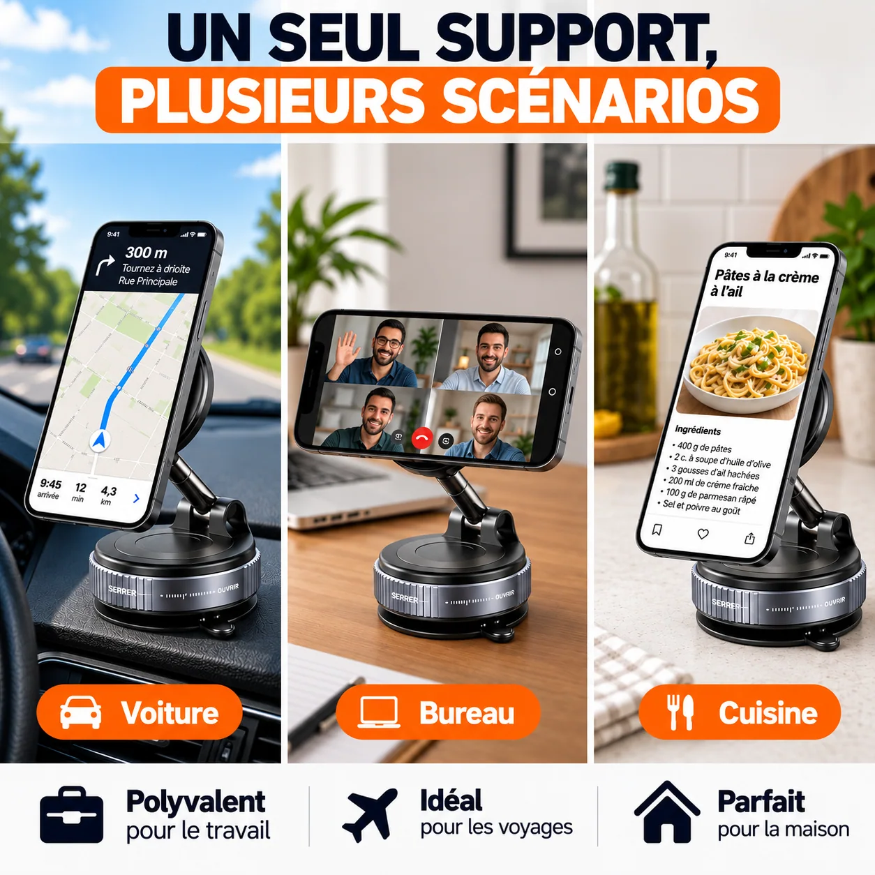 Utilisations en voiture, au bureau et en cuisine