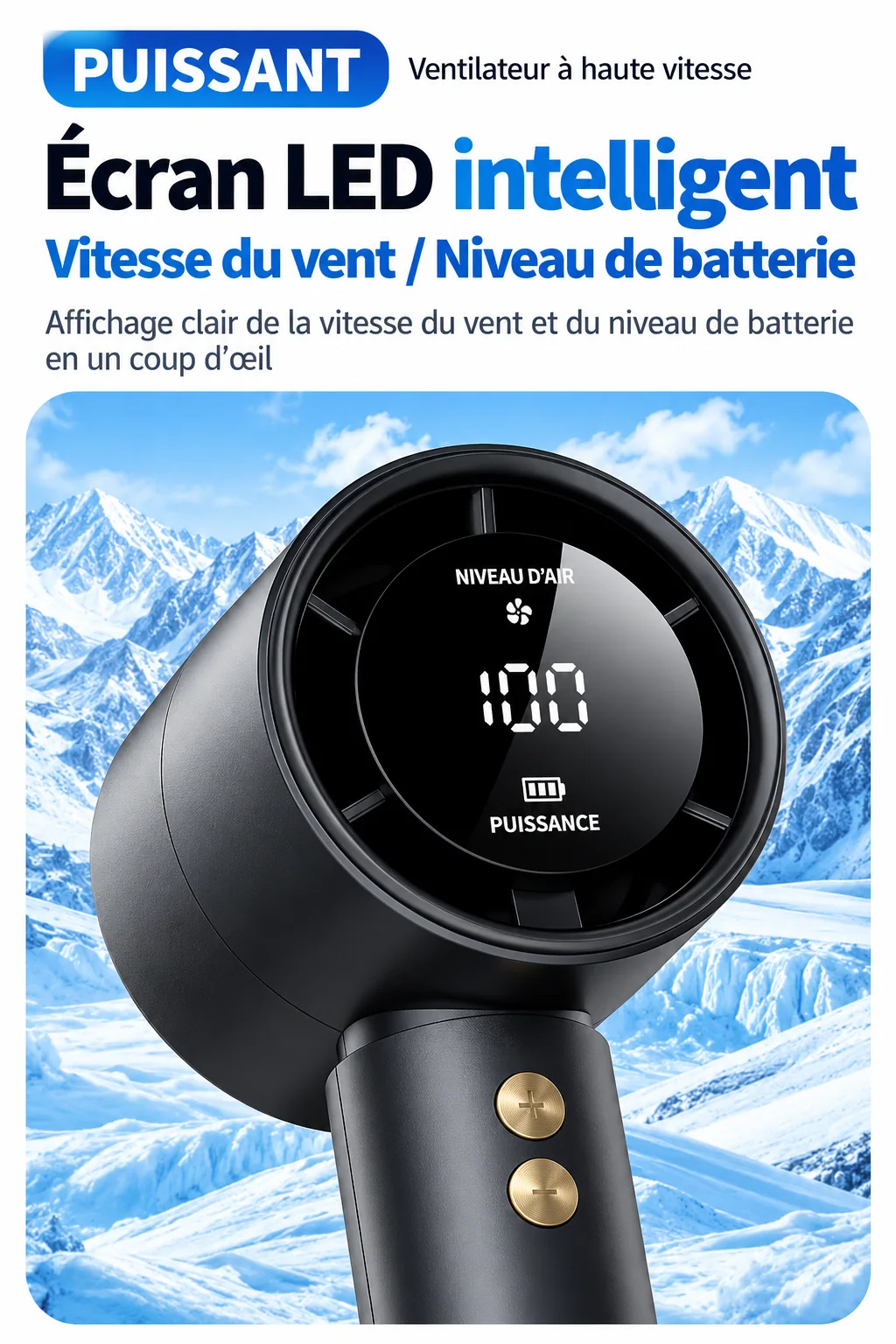 Écran LED et boutons de réglage